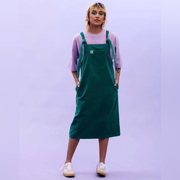 NWOT Lucy & Yak Lucy Freyja Corduroy Dress Green Size Large - Picture 1 of 14